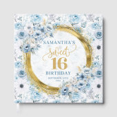 Elegante Light Blue 16 . Geburtstag Gästebuch (Vorderseite)