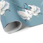 Elegante Light Blue Butterfly Quinceñera - Geschenkpapier (Rolleneckpunkt)