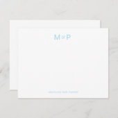 Elegante Light Blue Contemporary Couple Monogram Mitteilungskarte (Vorne/Hinten)