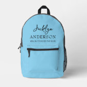 Elegante Light Blue Custom Nurse Bedruckter Rucksack (Vorderseite)