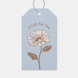 Elegante Light Blue Daisy Geschenkmarke Geschenkanhänger