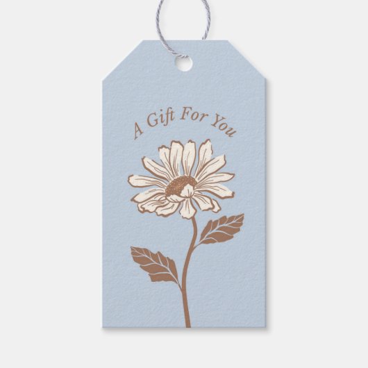 Elegante Light Blue Daisy Geschenkmarke Geschenkanhänger (Vorderseite)