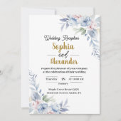 Elegante Light Blue Floral Wedding Desc Einladung (Vorderseite)