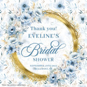 Elegante Light Blue Gold Glitzer Blume Bridal Geschenkanhänger