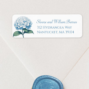 Elegante Light Blue Hydrangea Blume Rücksendeadres