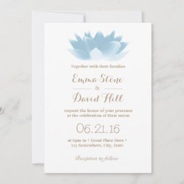 Elegante Light Blue Lotus Blume Hochzeit Einladung