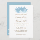 Elegante Light Blue Lotus Blume Hochzeit Einladung (Vorne/Hinten)