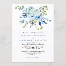 Elegante Light Blue Navy Botanische Hochzeit mit F