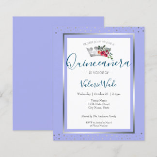 Elegante Light Blue Quinceanera Budget Einladung
