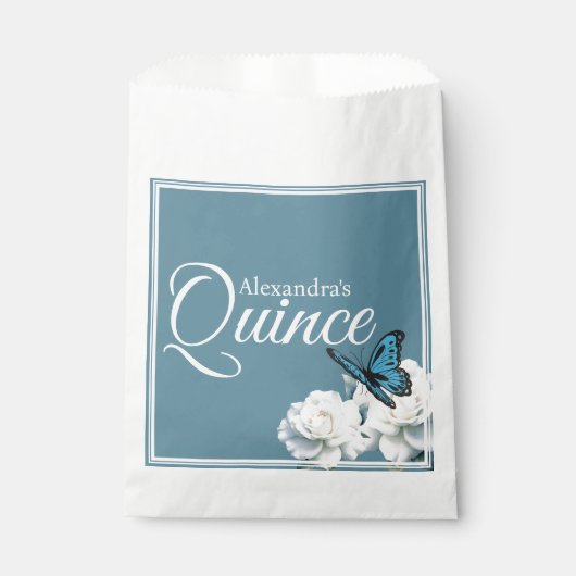 Elegante Light Blue Quinceañera - Chambelán Custom Geschenktütchen (Vorderseite)
