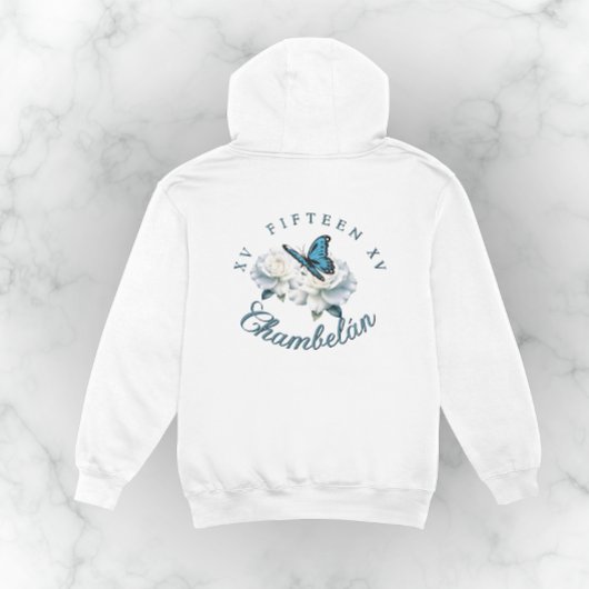 Elegante Light Blue Quinceañera - Chambelán Custom Hoodie