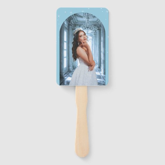 Elegante Light Blue Quinceñera - Foto Programm Fächer (Rückseite)