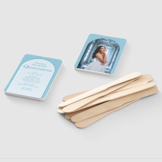 Elegante Light Blue Quinceñera - Foto Programm Fächer (Non-assembled)