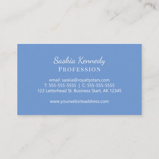 Elegante Light Blue Script Beruflich Monogram Visitenkarte (Rückseite)