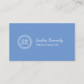 Elegante Light Blue Script Beruflich Monogram Visitenkarte (Vorderseite)