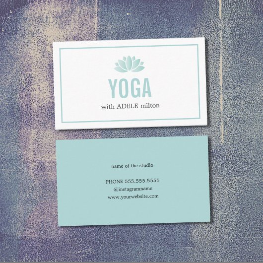 Elegante Light Blue White Lotus Yoga Instructor Visitenkarte