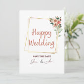 Elegante Light Brown Foto Collage Wedding Einladun Einladung (Stehend Vorderseite)