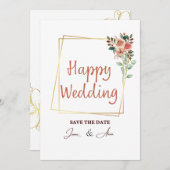 Elegante Light Brown Foto Collage Wedding Einladun Einladung (Vorne/Hinten)