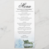 Elegante Light Dusty Blue Mirrored Rose Wedding Menükarte (Vorderseite)