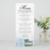 Elegante Light Dusty Blue Mirrored Rose Wedding Menükarte (Stehend Vorderseite)