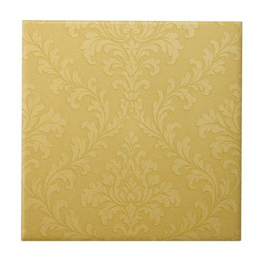 Elegante Light Gold Baroque Damask Fliese (Vorderseite)
