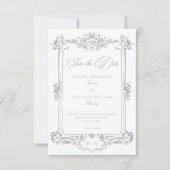 Elegante Light Gray Chinoiserie Cherub Wedding Save The Date (Vorderseite)