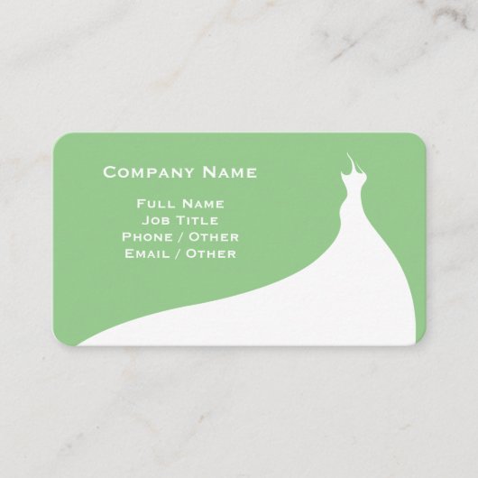 Elegante Light Green Wedding Dress Business Card Visitenkarte (Vorderseite)