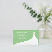 Elegante Light Green Wedding Dress Business Card Visitenkarte (Stehend Vorderseite)