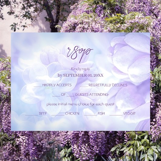 Elegante Light Lila Lilac Blume Hochzeit RSVP Karte