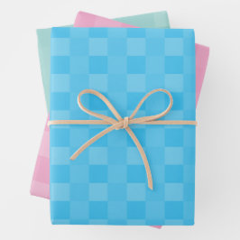 Elegante Light Sky Blue Pink Aquamarin Pastel Mini Geschenkpapier Set