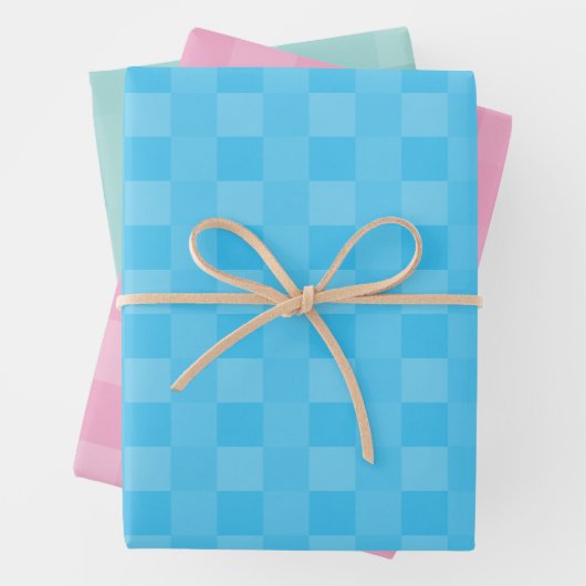 Elegante Light Sky Blue Pink Aquamarin Pastel Mini Geschenkpapier Set (Beispiel)