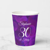 Elegante Lila 30 & Kokette Geburtstagsparty Pappbecher (Rückseite)