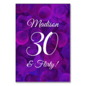 Elegante Lila 30 & Kokette Geburtstagsparty Tischnummer (Rückseite)