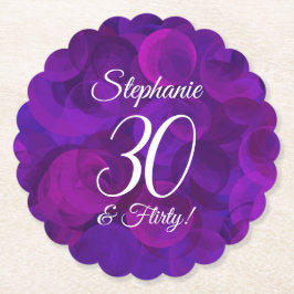 Elegante Lila 30 und Kokette Geburtstagsparty Untersetzer