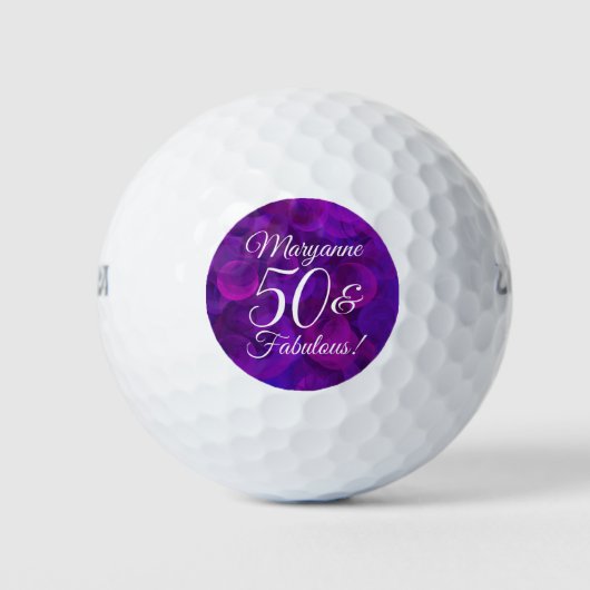 Elegante Lila 50 & fabelhafte Geburtstagsparty Golfball (Vorderseite)