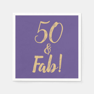 Elegante lila "50 u. Fab!" 50. Geburtstags-Party Serviette