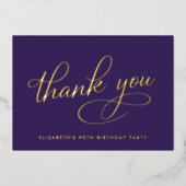Elegante Lila 90. Geburtstagsfoil Dankeschön Karte (Vorderseite)