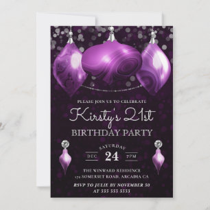 Elegante lila Achat-Kugeln zum 21. Geburtstag Einladung