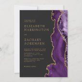 Elegante Lila Agate Gold Wedding Einladung (Vorderseite)