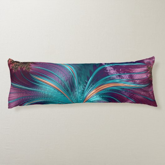 Elegante Lila Aquamarine Abstrakte Feather Chic Be Seitenschläferkissen (Rückseite)