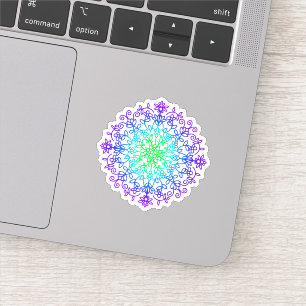 Elegante Lila aquamarine Blumenmandala Aufkleber