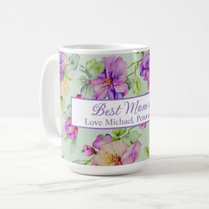 Elegante lila Aquarellbahn Best Mama Ever Kaffeetasse