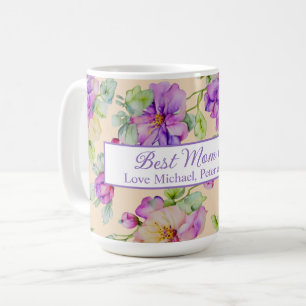Elegante lila Aquarellbahn Best Mama Ever Kaffeetasse