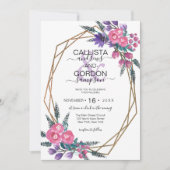 Elegante Lila Aquarellfarben-Blume Hochzeit Einladung (Vorderseite)