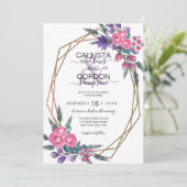 Elegante Lila Aquarellfarben-Blume Hochzeit Einladung (Stehend Vorderseite)