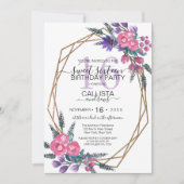 Elegante Lila Aquarellfarben Blume Süß 16 Einladung (Vorderseite)