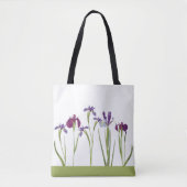 Elegante Lila Aquarellfarben Iris Blume Botanisch Tasche (Vorderseite)