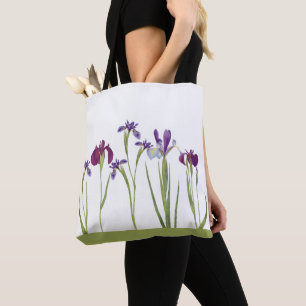 Elegante Lila Aquarellfarben Iris Blume Botanisch Tasche