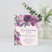 Elegante Lila Aquarellfarben Quinceñera 15. Einladung (Stehend Vorderseite)