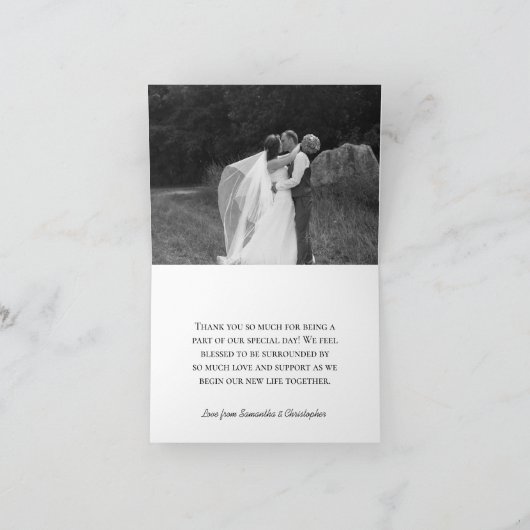 Elegante Lila Aquarellfarben Rose Hochzeit Foto Dankeskarte (Innenseite)